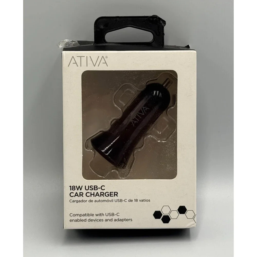 New Ativa 18 Watt USB C Car Charger Plug Adapter for iPhone Android Samsung